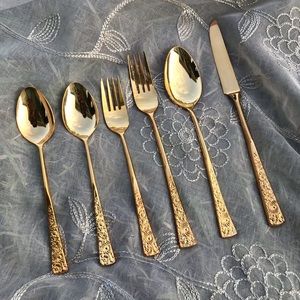 SOLD Wedding Golden Flower Garden Dinnerware